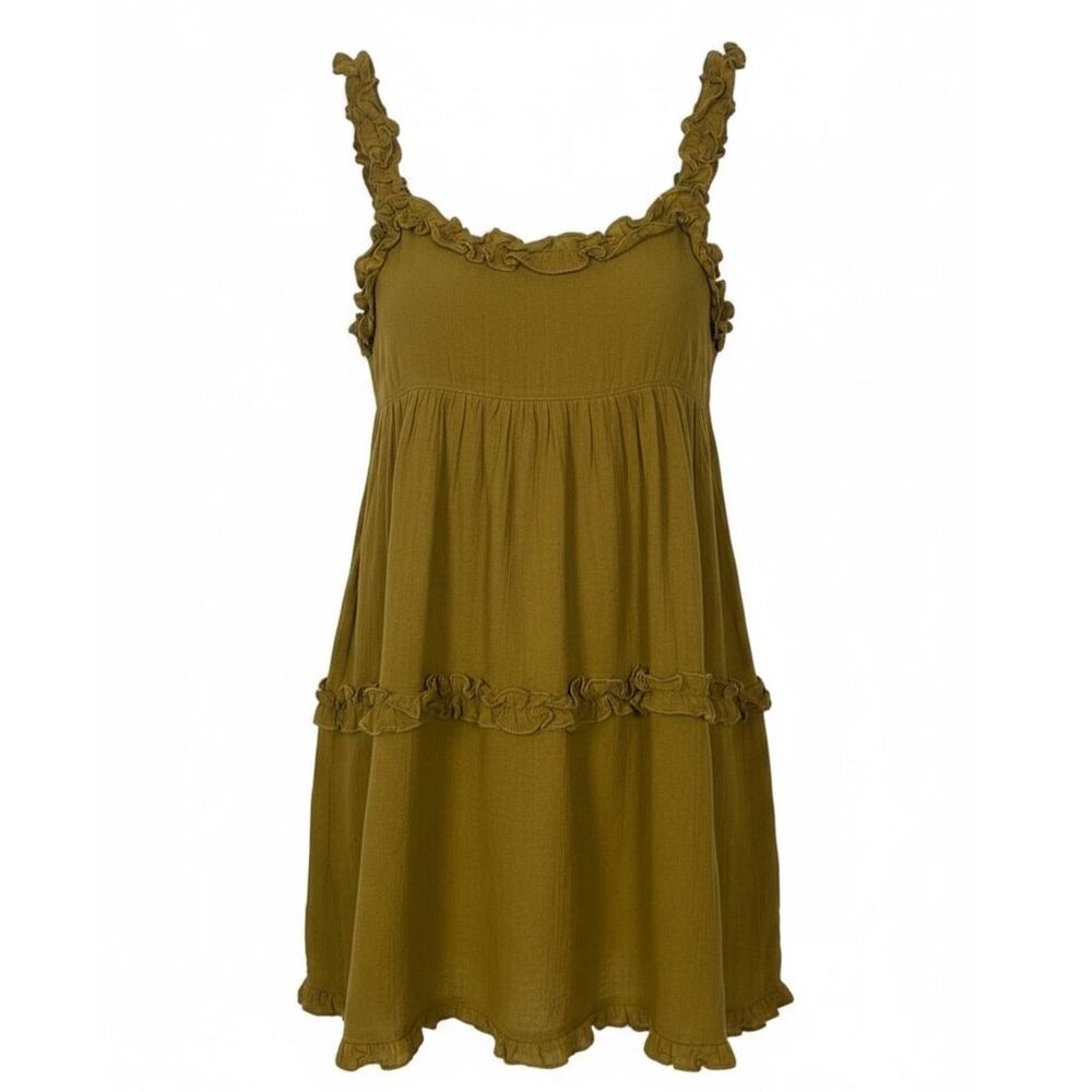 Urban Outfitters Linen Blend Ruffle Tie Back Mini Dress Size 2